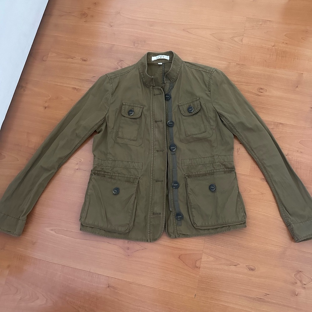 Olive green jacket from the Loft. With pocket. Hardly Worn. Make an offer!